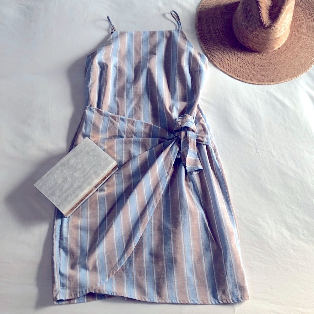Altar'd State Stripe Twist Waist Mini Dress Blue